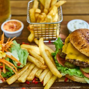 Combo 9: Paneer Tikka Burger & 1 Beverage, Sweet Potato Fries / 3 Falafel